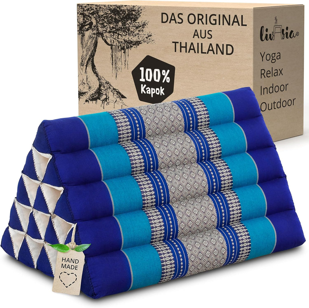 livasia Rückenstützkissen extrahoch, Dreieckskissen für Garten und Balkon, Keilkissen mit Kapok, Lag