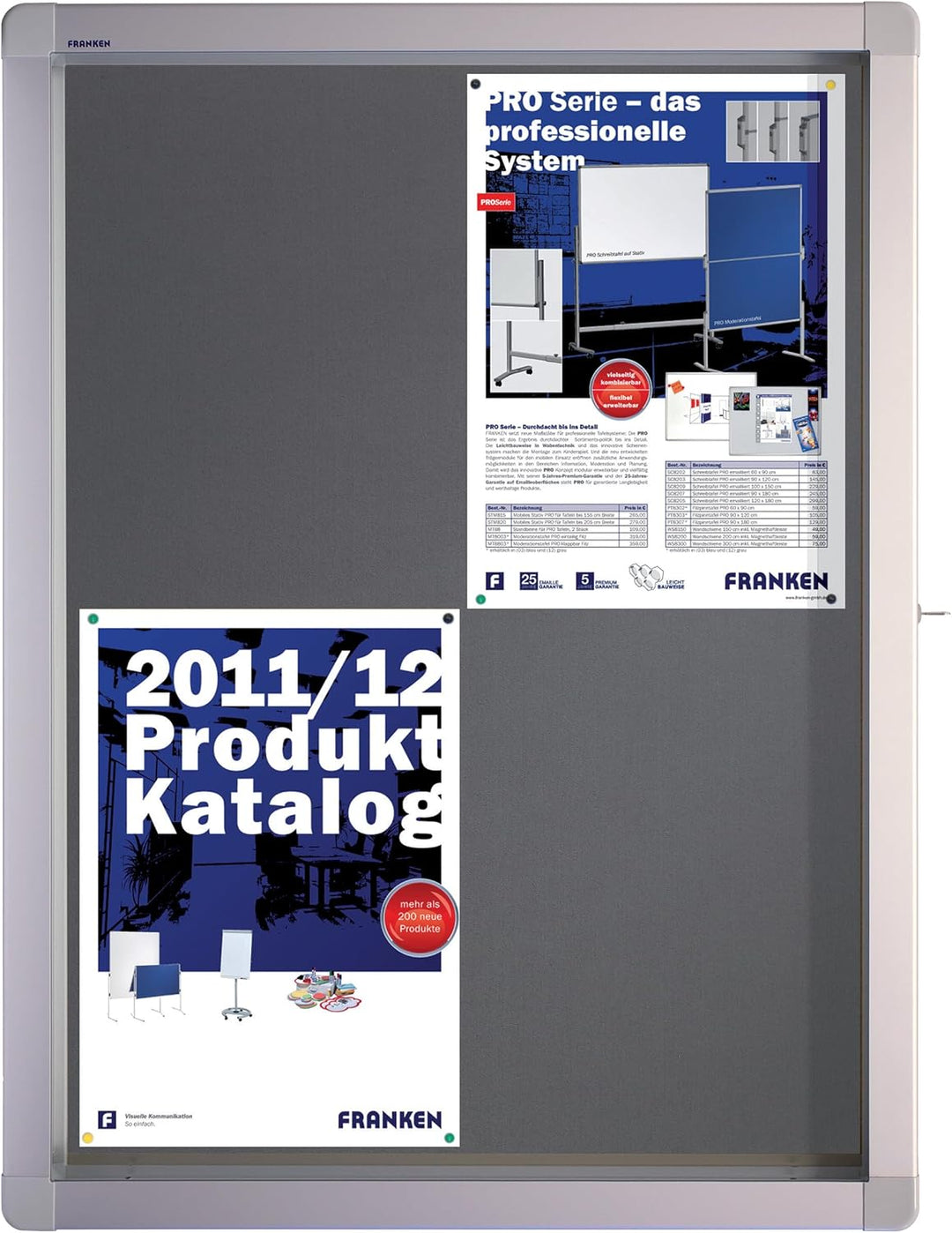Franken SK4PTE12 Schaukasten (4 x DIN A4 Filz, Format 53 x 70.4 x 4.5 cm) grau Filztafel Grau 4x A4,