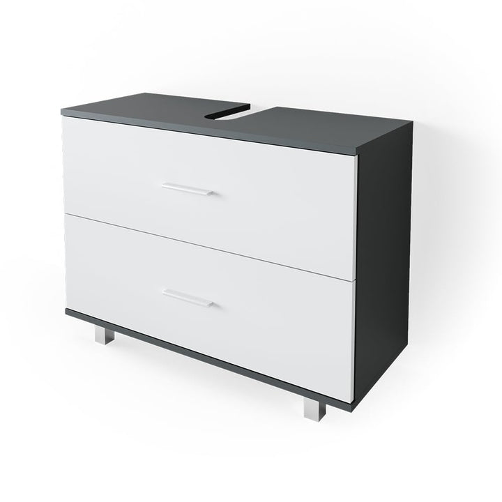 Vicco Waschbeckenunterschrank Ilias Schublade Unterschrank Badezimmer (Anthrazit-Weiss)
