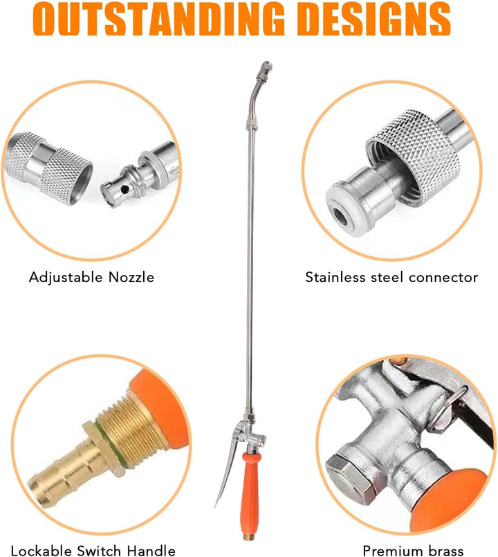 Ganzmetall Ersatzsprühstab, 29 Zoll 1/4 und 3/8 Sprühstab aus Messing mit Widerhaken, Verstellbarer