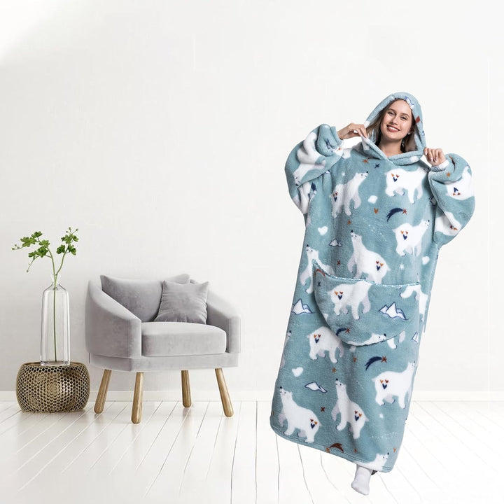 Lange Hoodie Decke mit Ärmeln für Damen &amp; Erwachsene - Kuscheldecke mit Ärmeln - Weiche &amp; Warme Deck