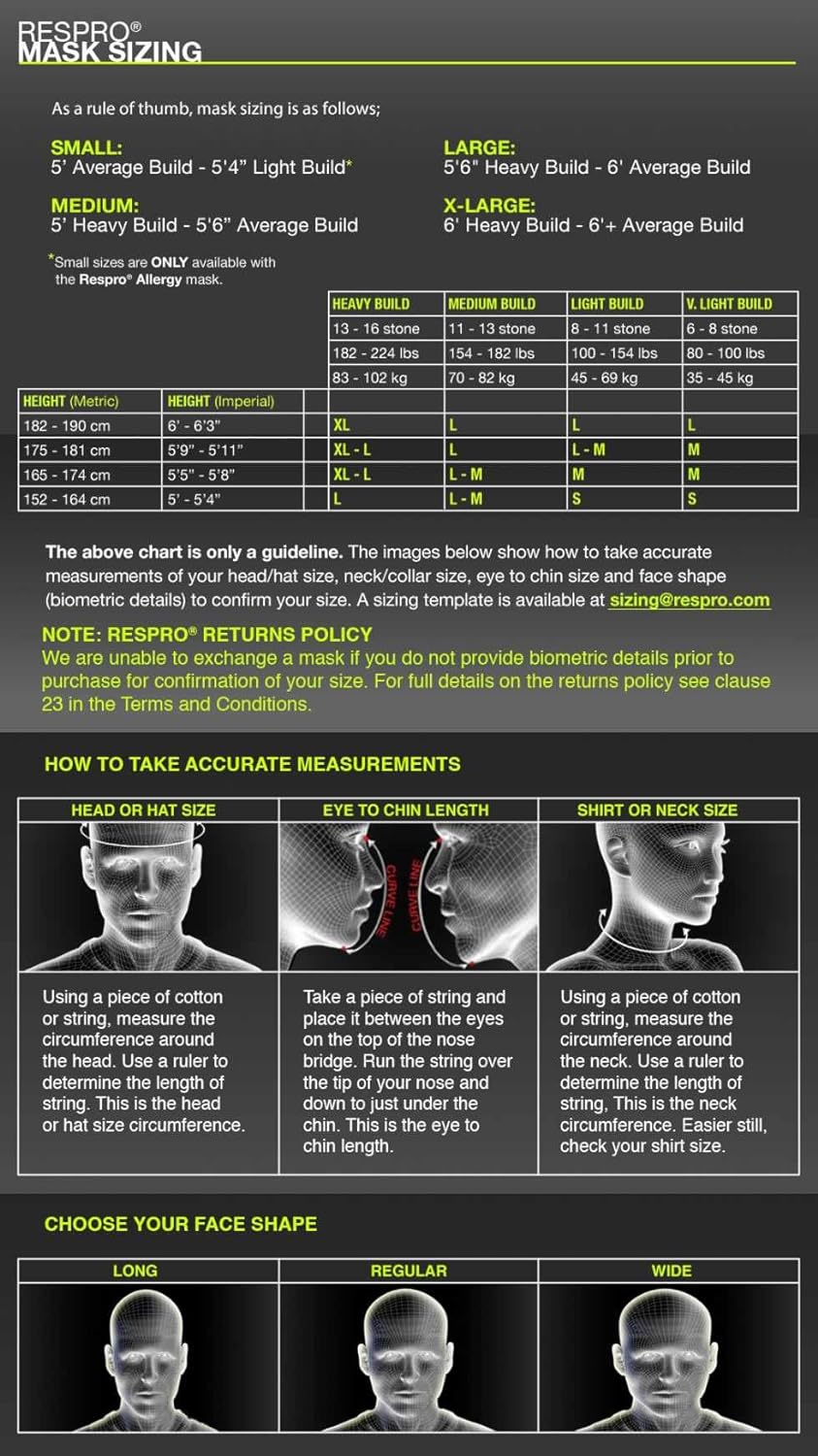 Respro Maske Techno Mask L Schwarz, L Schwarz