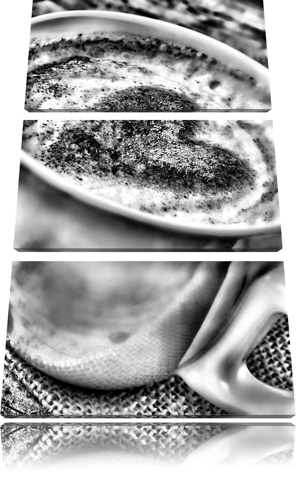Pixxprint Monocrome, Kaffe mit Herz 3-Teiler Leinwandbild 120x80 Bild auf Leinwand