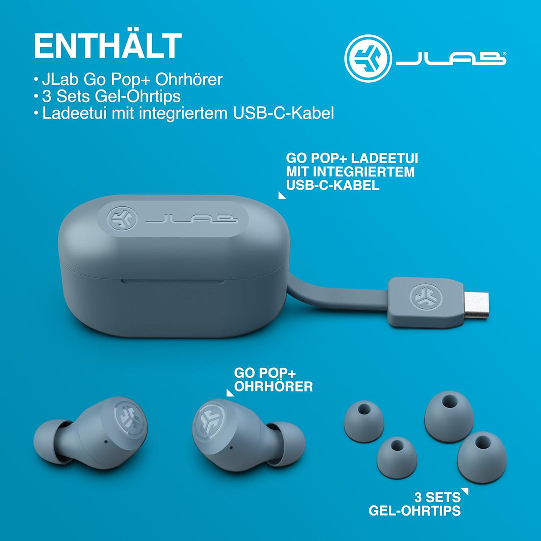 JLab Go Air Pop+ In Ear Kopfhörer kabellos Bluetooth, True Wireless Kopfhörer, 35+ Std. Headphones,