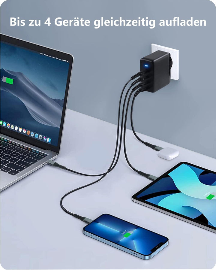 150W GaN USB-C Ladegerät Netzteil mit Schnellladeleistung, envircell 4 Ports Charger PD Ladegerät mi