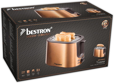 Bestron Toaster mit 2 Röstkammern, Krümelschublade und Brötchen-Röstaufsatz, 1.000 W, Edelstahl in K