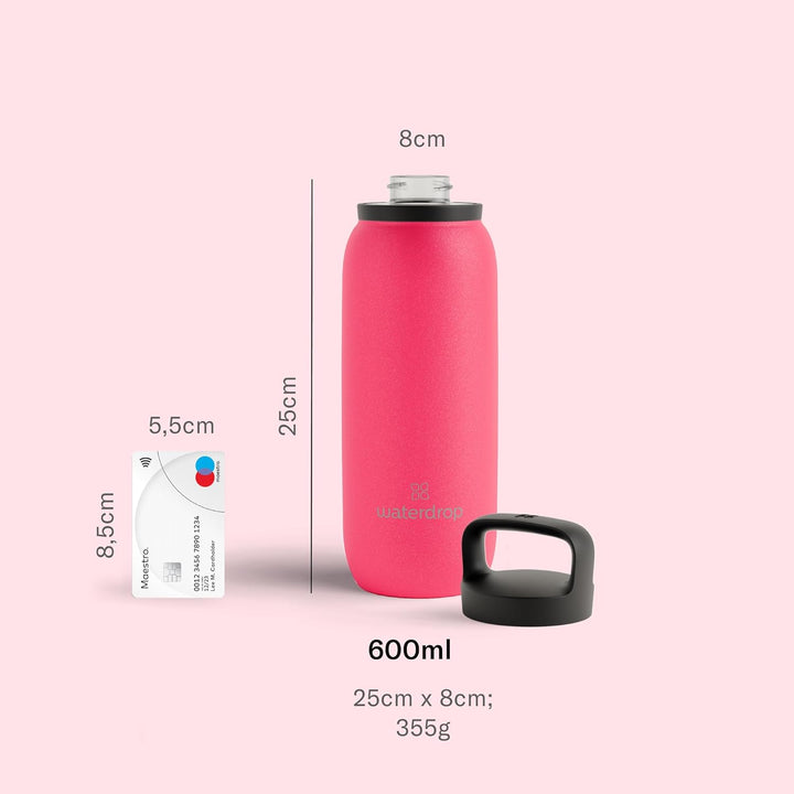 waterdrop® All Purpose Thermosflasche 600ml. isolierte Edelstahl Trinkflasche. 24h kalt - 6h/12h hei