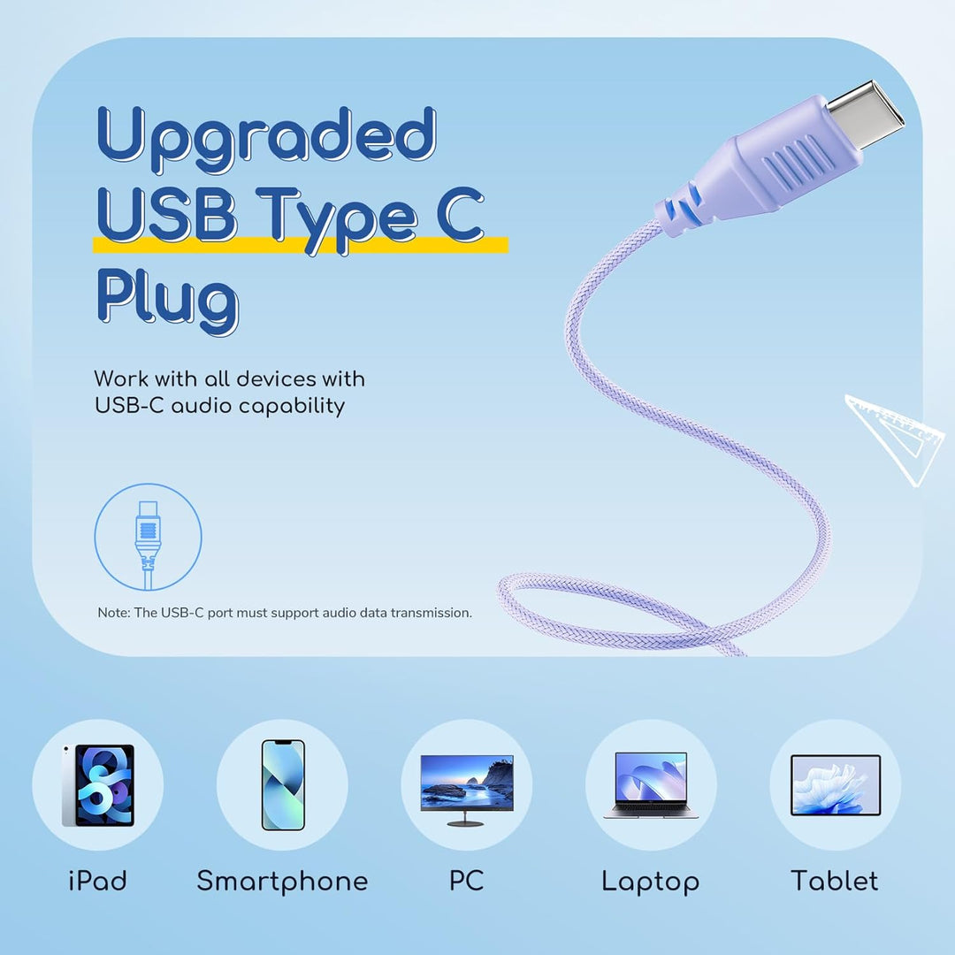 EarFun Kinder Kopfhörer, Kopfhörer Kinder USB C, 85/94dB Lautstärkenbegrenzer, HiFi Klang, faltbar,