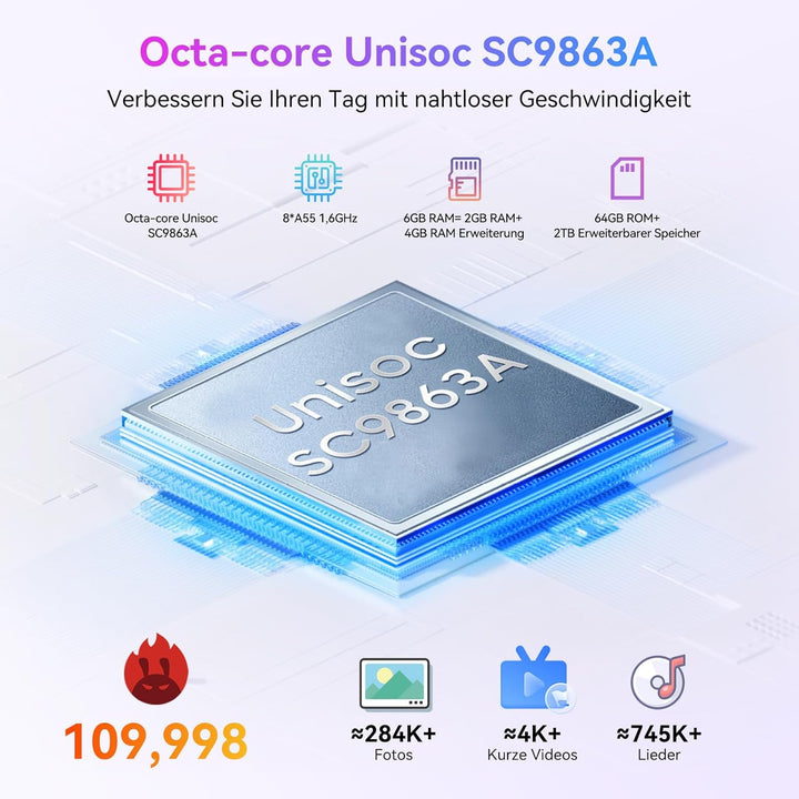 Blackview Handy Ohne Vertrag Günstig Android 14, 6GB+64GB/2TB SD, Octa Core 6,56" HD+, Akku 4700mAh,