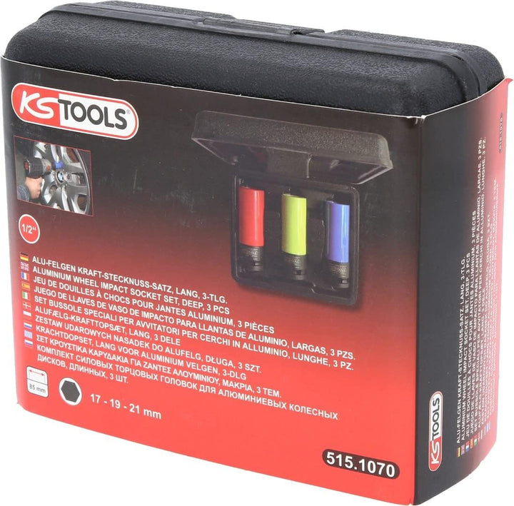 KS Tools 515.1070 1/2" Alu-Felgen Kraft-Stecknuss-Satz robust, 3-tlg.