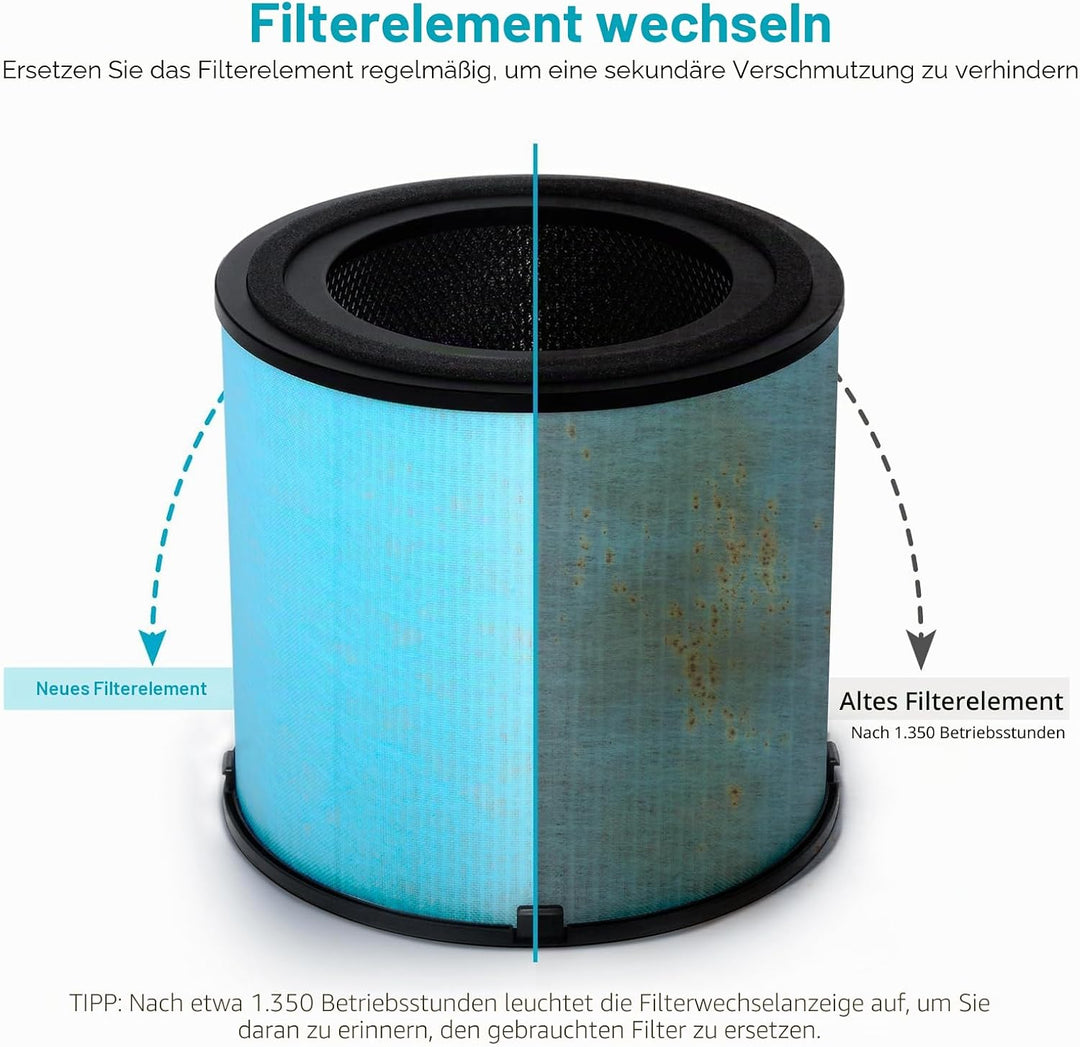 AIRTOK Luftreiniger AP1001 Ersatzfilter, 5-Stufiges Filtersystem, H13 True HEPA und Aktivkohlefilter