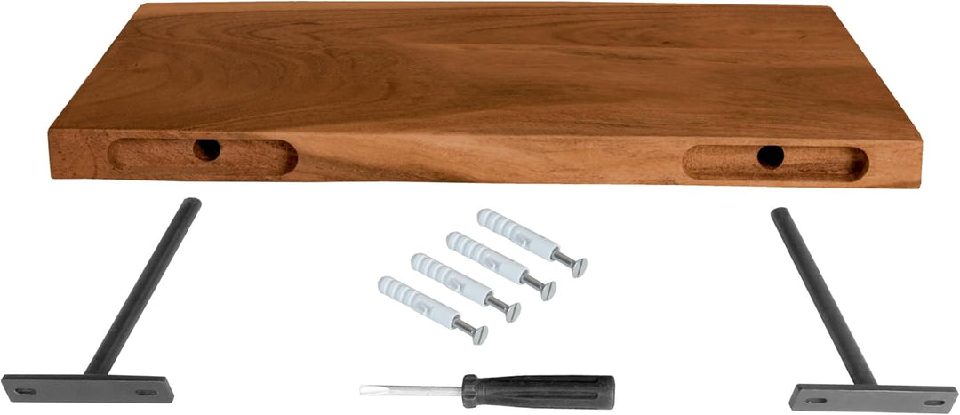 SAM Wandregal Amanda, Akazienholz massiv, nussbaumfarben &amp; lackiert, Holzregal/Steckboard mit Baumka