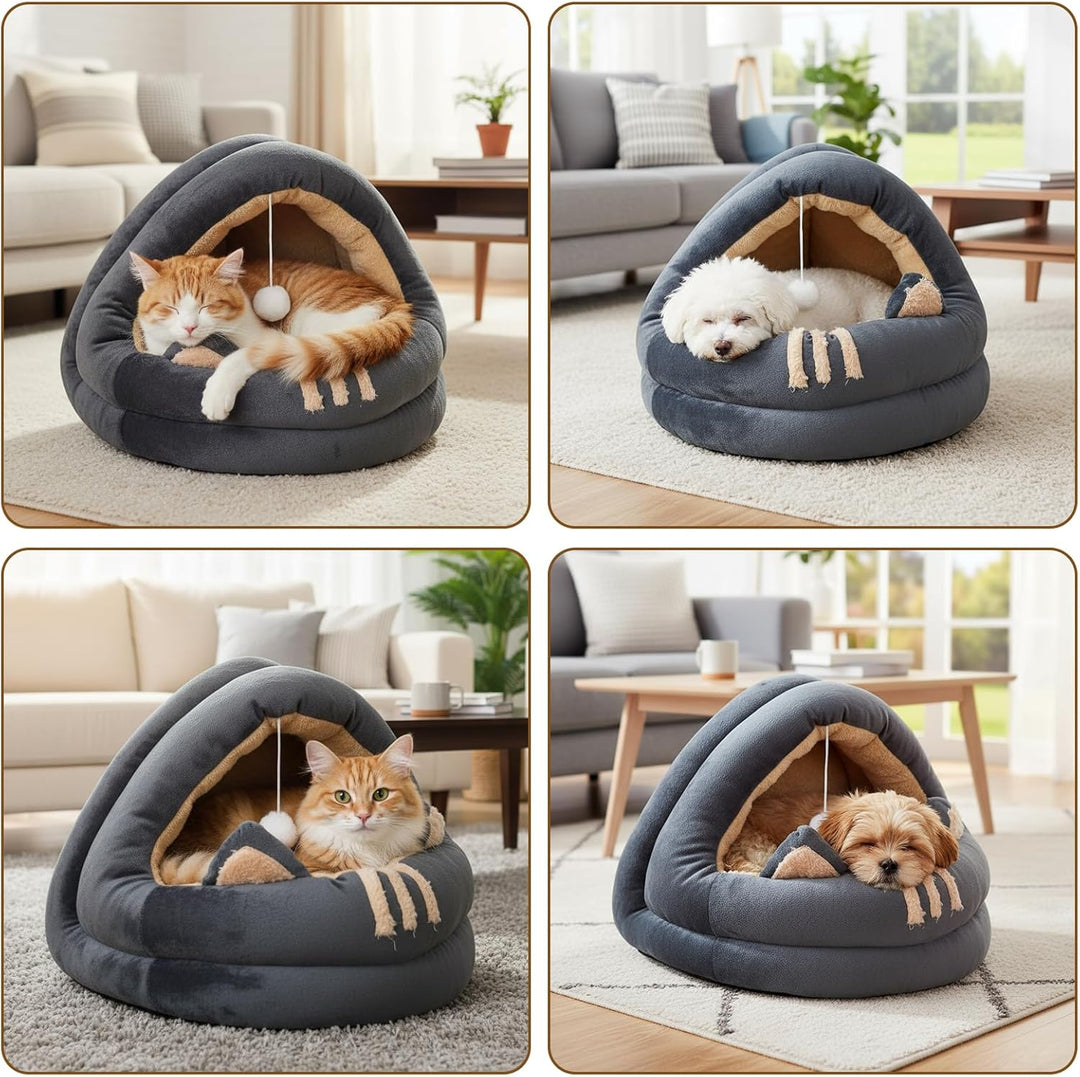 Katzenhöhle Katzen, Katzenbetten für den Innenbereich mit hängendem Spielzeug, Plüsch Haustier Katze