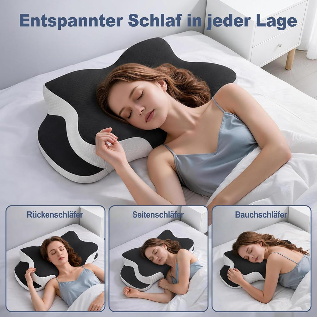 Orthopädische Kissen, Ergonomisches Kopfkissen, aus hochwertigem Memory Foam, mit Atmungsaktivem, Ab