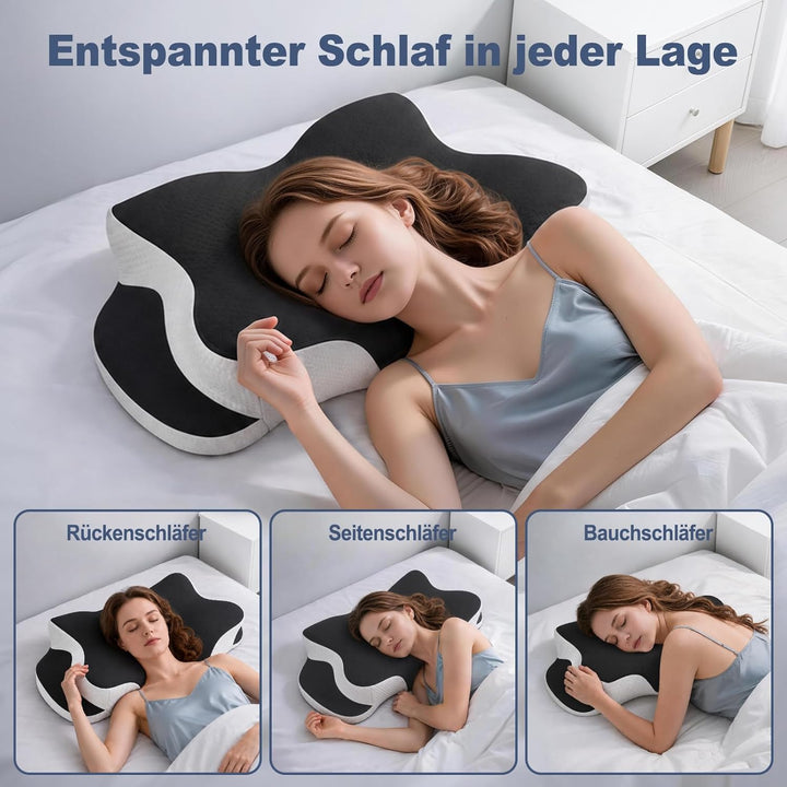 Orthopädische Kissen, Ergonomisches Kopfkissen, aus hochwertigem Memory Foam, mit Atmungsaktivem, Ab