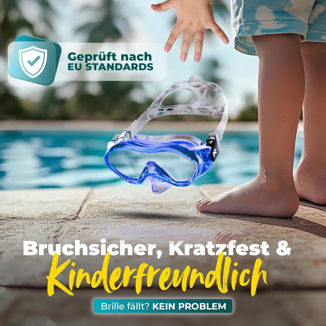 KIDVERSE Taucherbrille Kinder mit Schnorchel ab 5 Jahre - CE & Dermatest geprüfte Taucherbrille mit