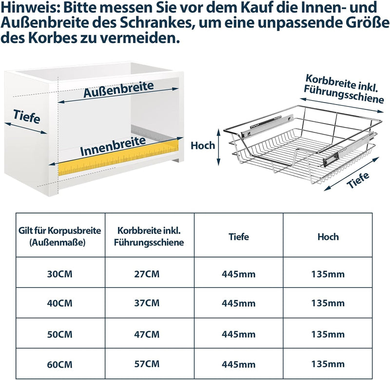 Ikodm Teleskopschublade 2X50cm Küchenschublade, Schrankauszug,Küchenschrank Auszug Nachrüsten,Küchen