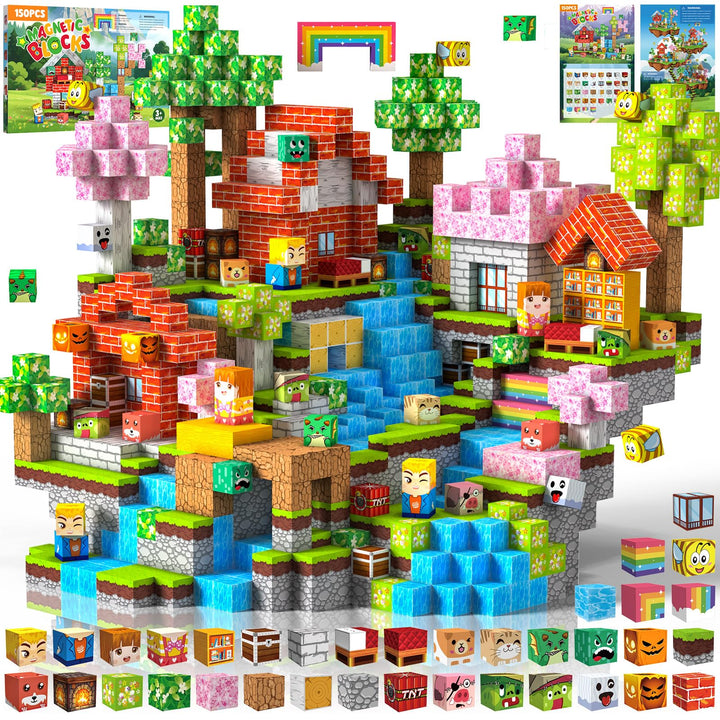 Crifeton Magnetische Bausteine 150 PCS 2CM, Montessori Spielzeug Magnete Kinder, Magnetische Bauwelt