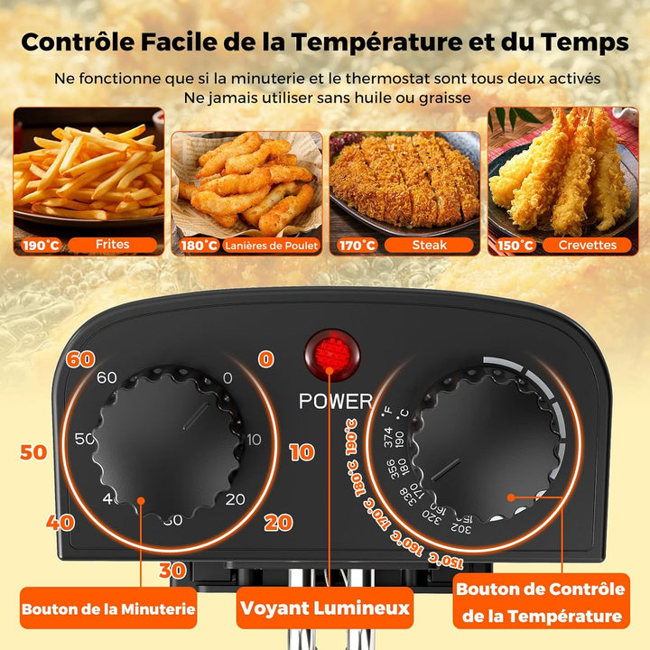 LIFEZEAL Elektrische Fritteuse 3L, Ölfritteuse mit Sichtfenster, 1700 W Fettfriteuse mit einstellbar