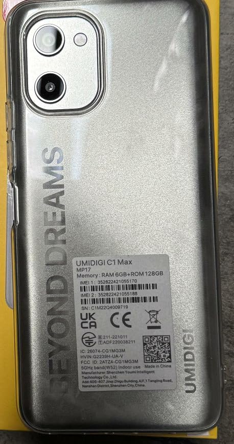 UMIDIGI C1 Max Android 12 Günstig Smartphone Ohne Vertrag, 5150 mAh Akku mit Typ-C,6.52 Zoll HD+ Dis