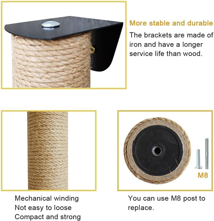 Katzenkratzbaum, 81 cm hoch, Wandregale für Katzen im Innenbereich (Jute-Seil Upgrade_81 cm hoch) Ju