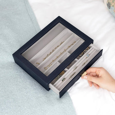 Stackers Navy Pebble Classic Jewellery Box Display Drawer, Navy