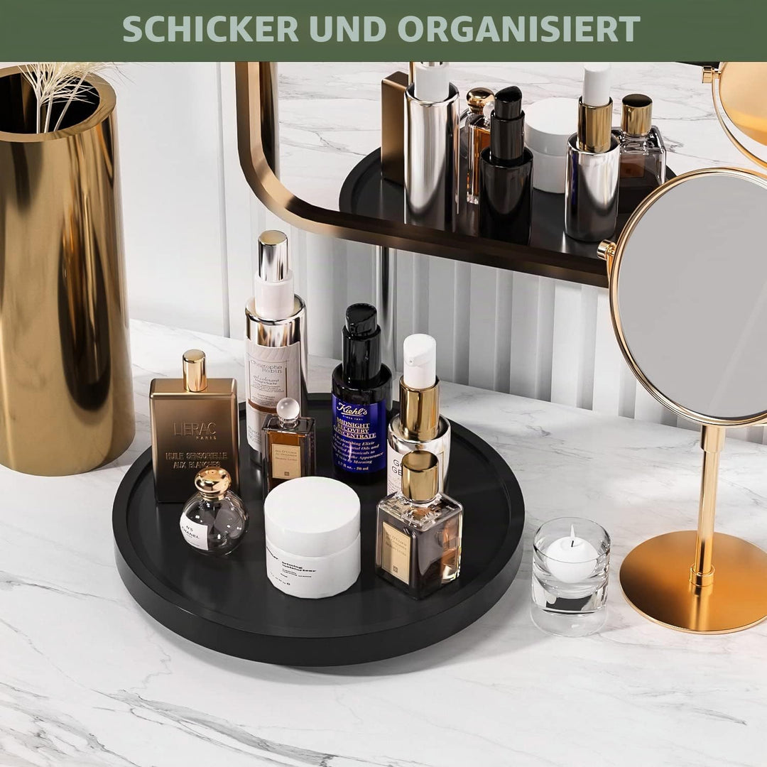 VeyFey Drehteller Schminktisch Tablett 25.4 cm für Parfümkerze, Bambus-Küchenspüle, Arbeitsplatte, O