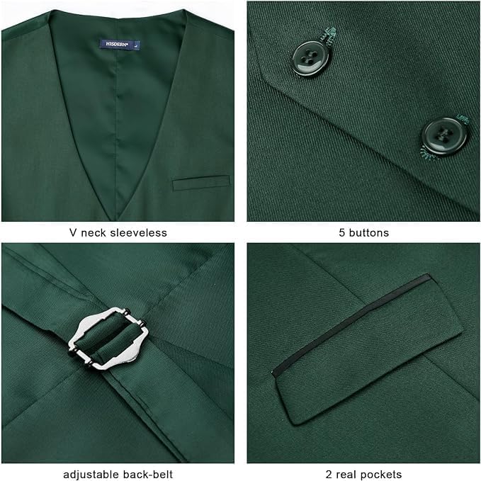 HISDERN Anzugweste für Herren Elegant Hochzeit Weste Klassische Einfarbig Casual Businessweste Forme