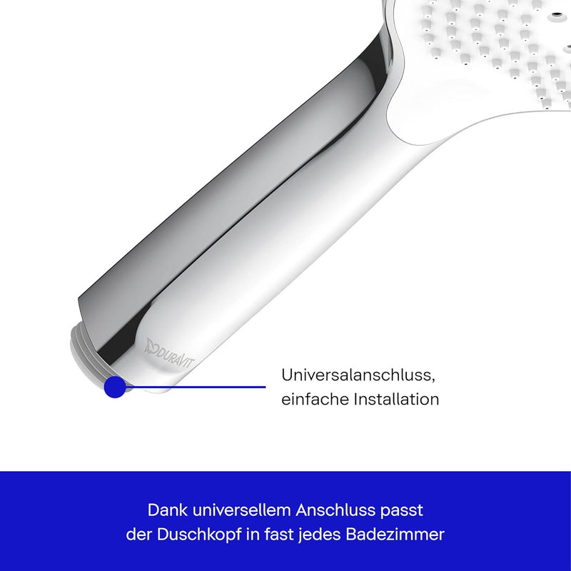 Duravit Universal Duschkopf, Duschbrause mit 3 Strahlarten (Rain, Pulse, Mono), Handbrause rund (Ø 1