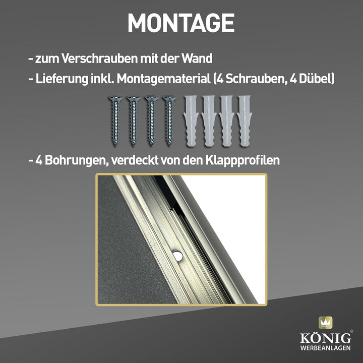 10 Plakatrahmen DIN A4 | 25mm Aluminium Profil, Silber | inkl. entspiegelter Schutzscheibe | Alu Kla