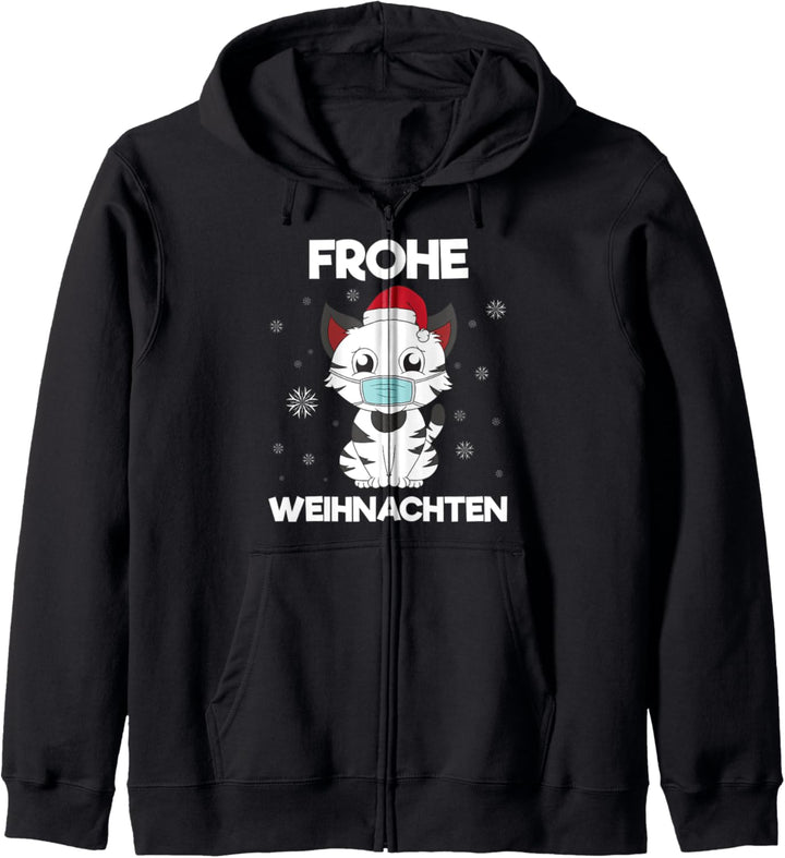 Katze mit Maske Weihnachten Xmas Geschenke Christmas Katze Kapuzenjacke