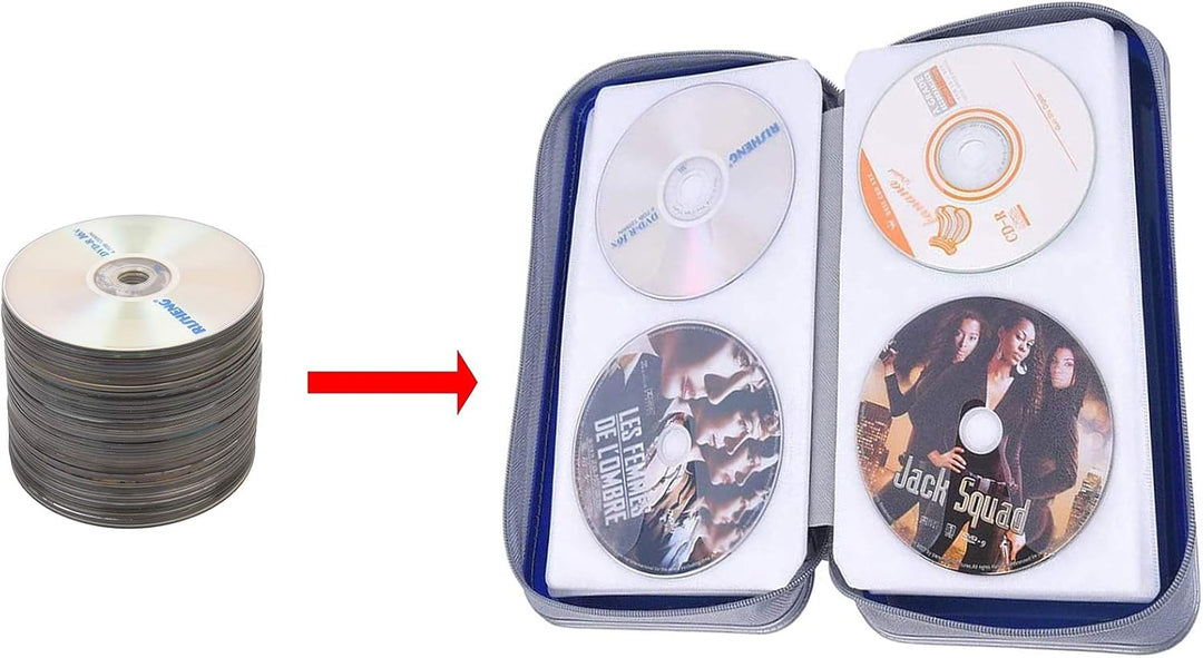 UENTIP CD-Hülle mit 48 Kapazitäten, tragbare DVD-Hülle aus Hartplastik, CD-Organizer, Brieftasche, s