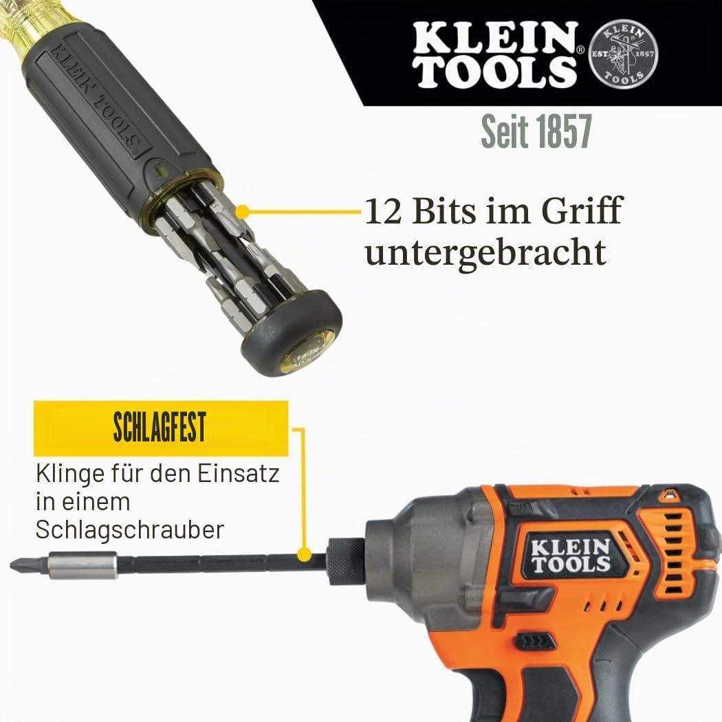 Klein Tools 32303 Multi-Bit Schraubendreher/Steckschlüssel, Schlagklasse 14 in 1 Magnet-Schraubendre