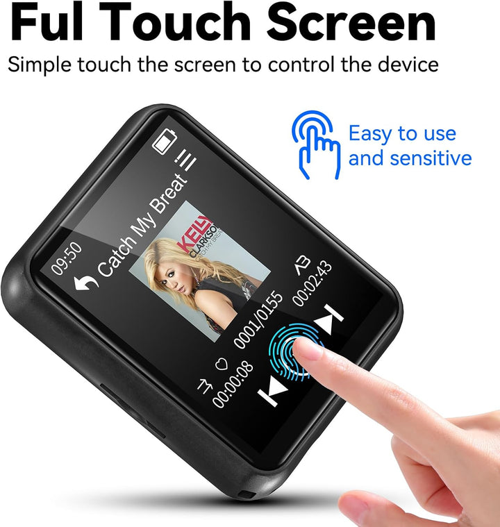 PINHUI 64GB MP3 Player Bluetooth 5.3, Touchscreen, tragbarer Kinder-Musikplayer mit Lautsprecher, UK