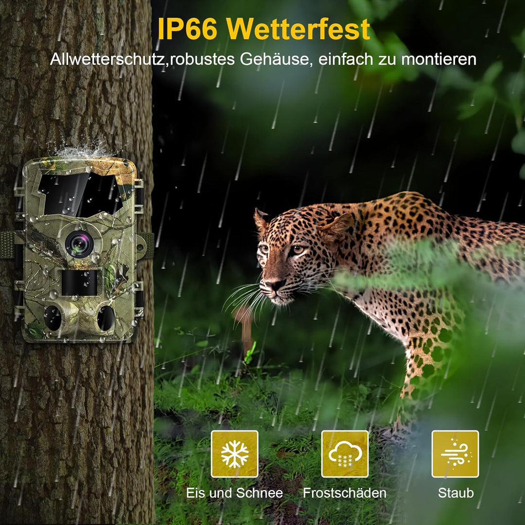 5K Wildkamera WLAN, 64MP Full HD Wildkamera mit Handyübertragung App, Infrarot Wildtierkamera mit 64