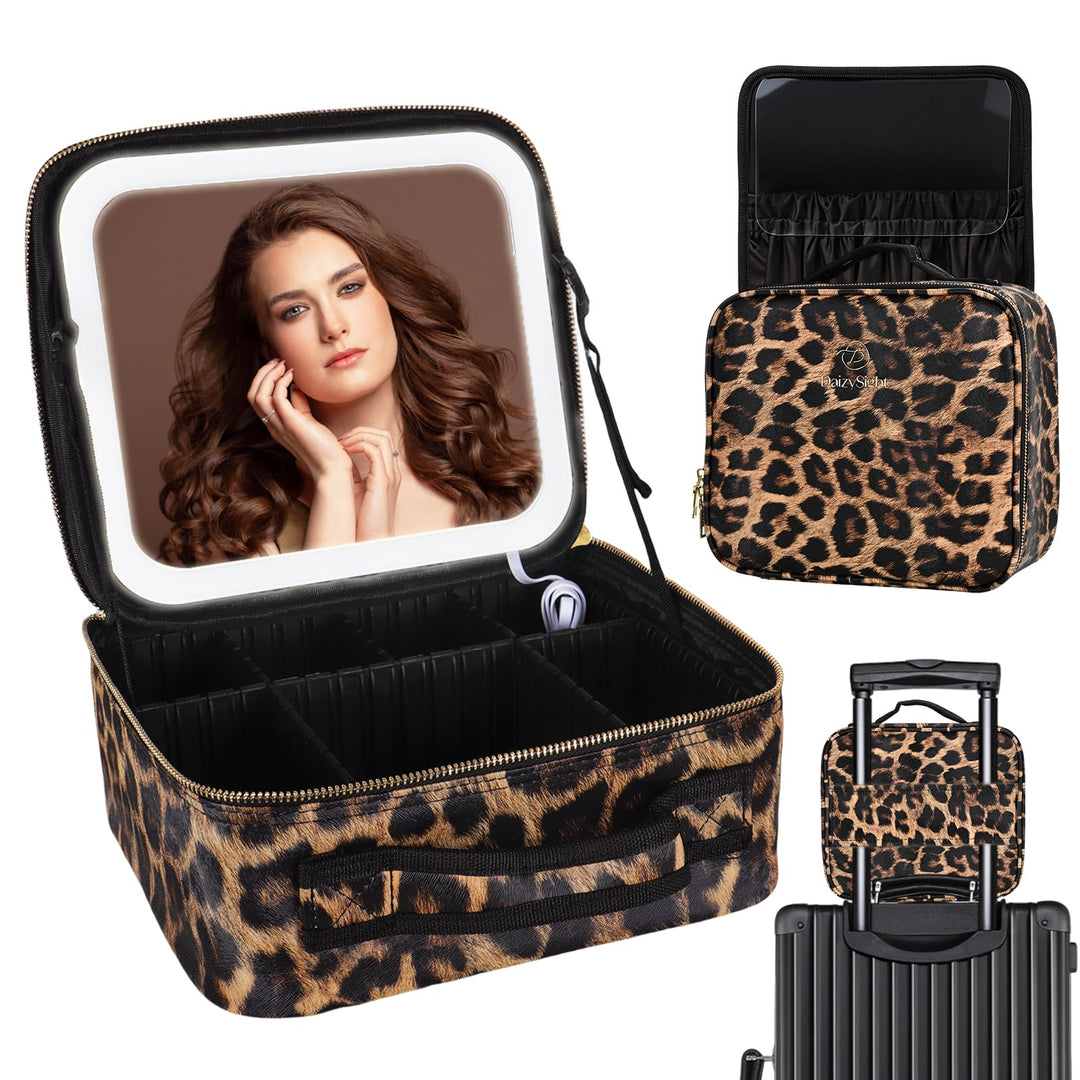 Kosmetiktasche mit LED Beleuchtung Licht, Make-up Tasche Koffer Verstauen für Reisen, Kosmetikkoffer