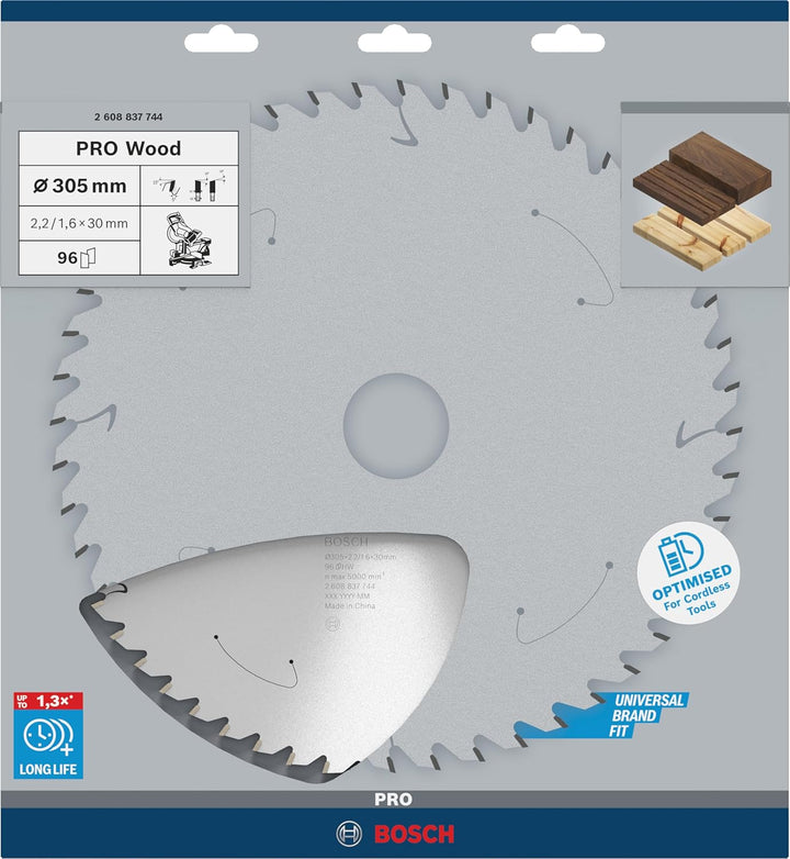 Bosch Professional 1x Kreissägeblatt Standard for Wood (Holz, Sägeblatt Ø 305 x 30 x 2,2 mm, 96 Zähn