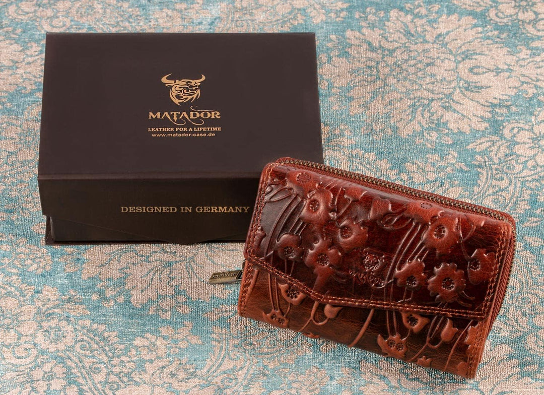MATADOR [Sevilla RFID Blocker Leder Portemonnaie Damen| Geldbeutel Portmonee Damen mit Geschenk Box|