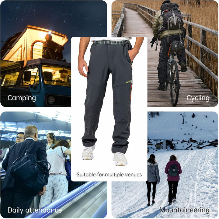LY4U Winter Outdoorhose Herren Winddichte mit Fleece Gefütterte Schnee Ski Softshell Hose Warme Hose