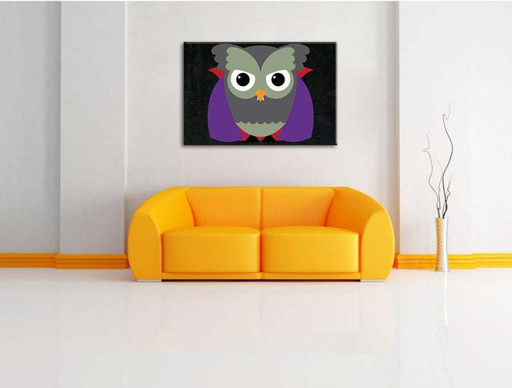Vampir Eule schwarz, Format: 100x70 auf Leinwand, XXL riesige Bilder fertig gerahmt mit Keilrahmen,
