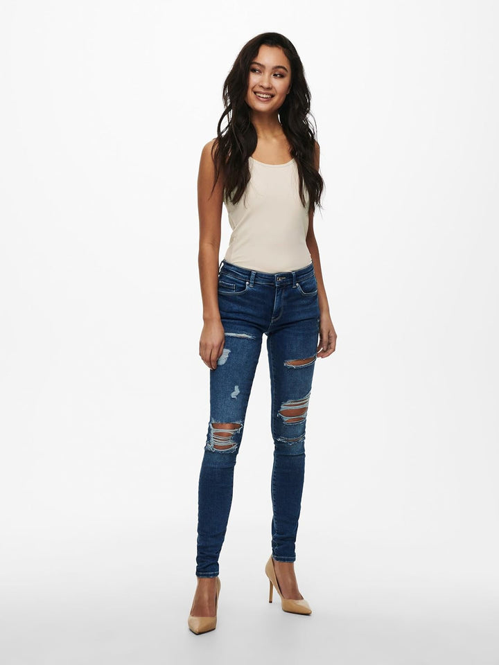 ONLY 3er Pack Damen Oberteile Basic Tank Tops weiss, schwarz, grau, blau, Creme Frauen Shirt lang So