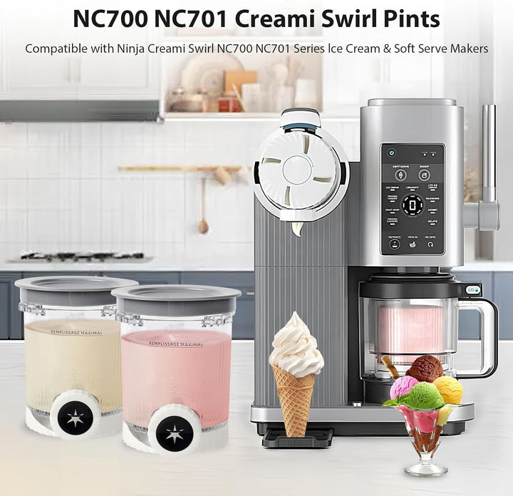 2er-Ninja Creami Swirl Behälter für Ninja Creami Swirl Pints und Deckel, Eisbehälter Kompatibe
