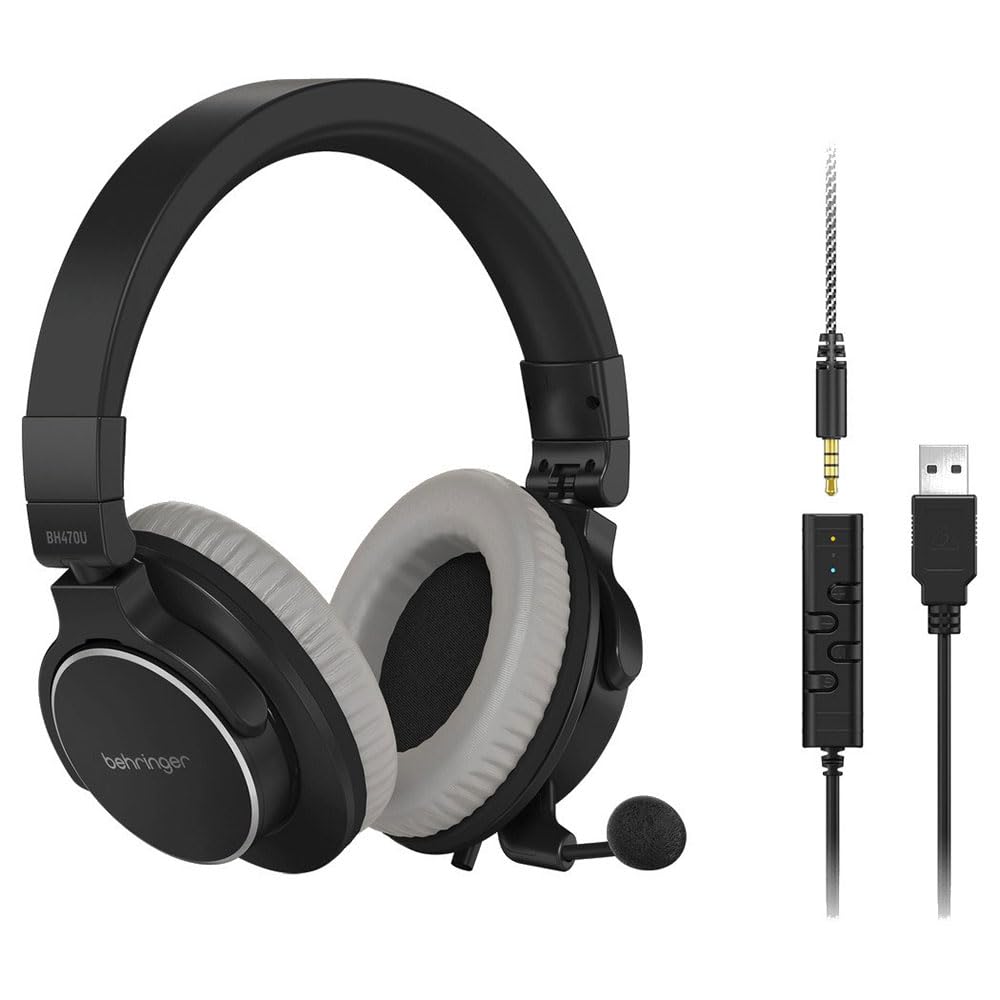 Behringer BH470U Premium-Stereo-Headset mit abnehmbarem Mikrofon und USB-Kabel