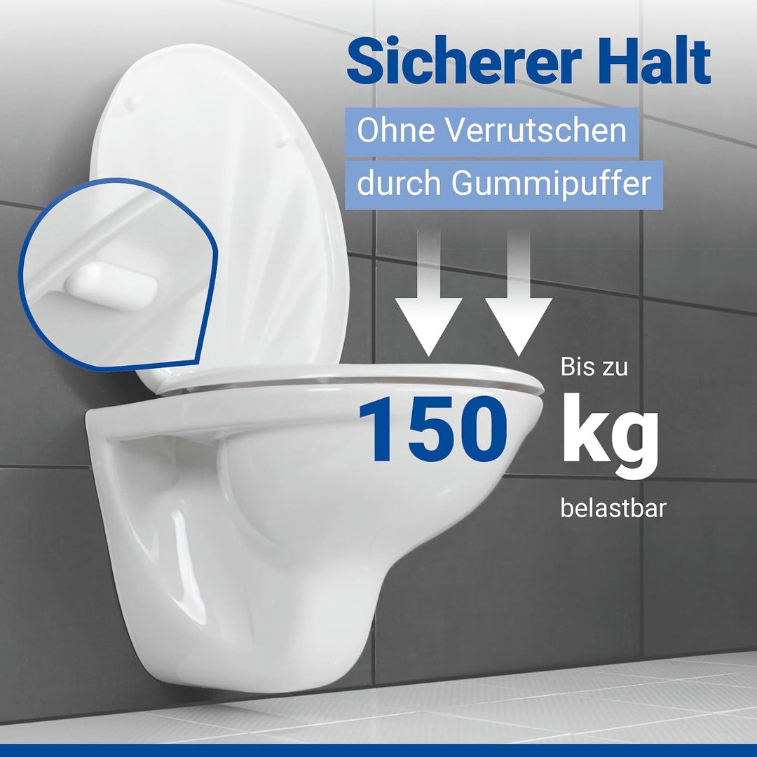 WENKO WC-Sitz Muschel, hygienischer Toilettensitz mit Absenkautomatik, WC-Deckel mit Fix-Clip Hygien