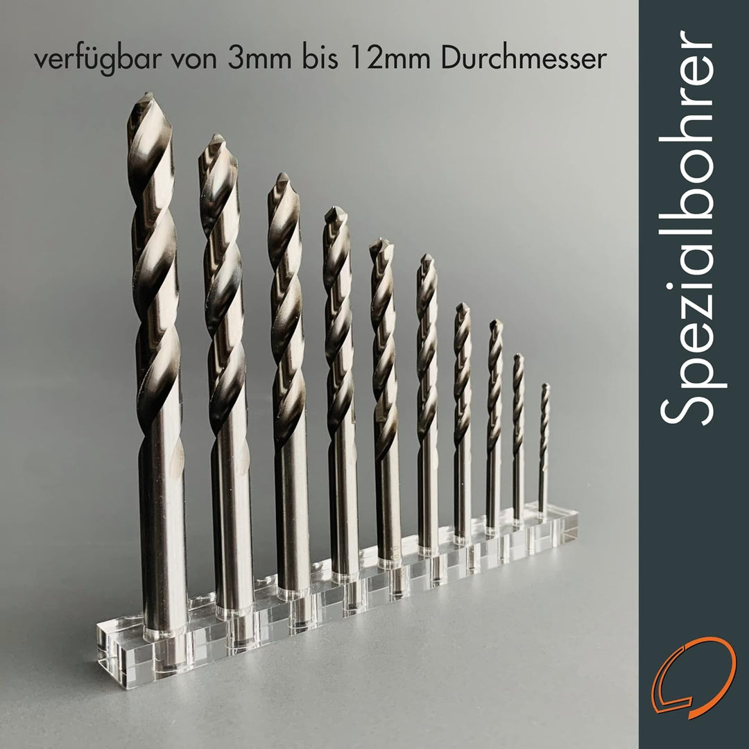 LOBOTEC Bohrer Acrylglas HSS Ø 8 mm für Acryl und Kunststoffe mit Spezialschliff für ein sicheres un