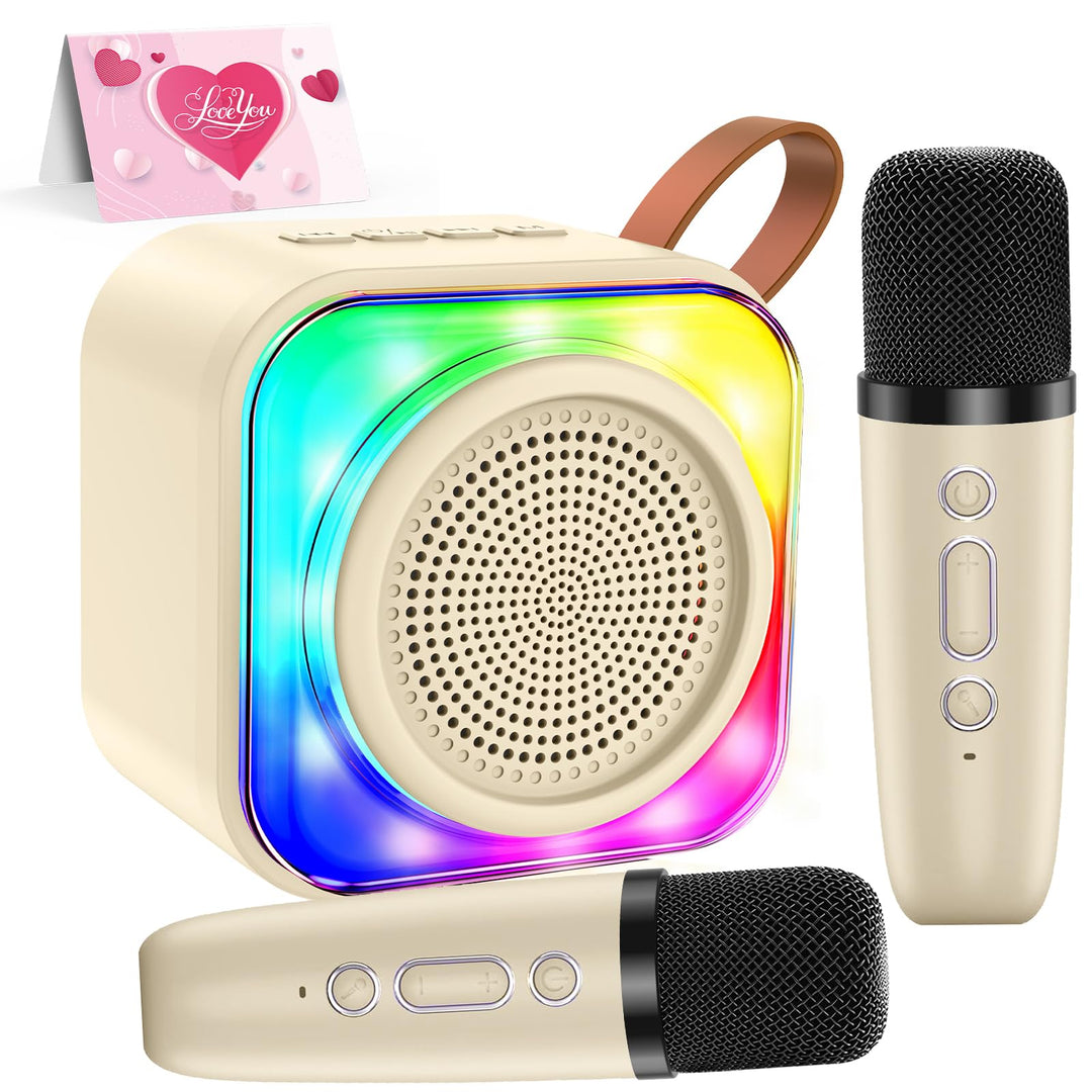 Bluetooth Mikrofon Karaoke, Drahtloses Tragbares LED Karaoke Mikrofon mit Lautsprecher Tonaufnahme f