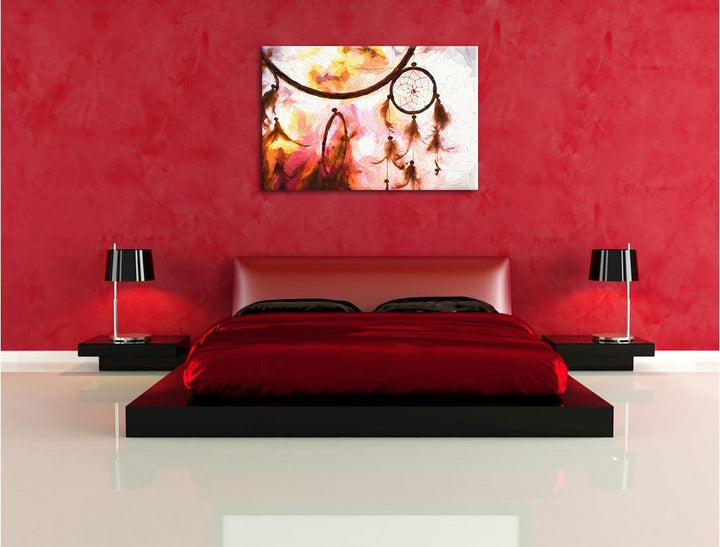 Pixxprint Traumfänger bei Sonnenuntergang als Leinwandbild/Grösse: 100x70 cm/Wandbild/Kunstdruck/fer