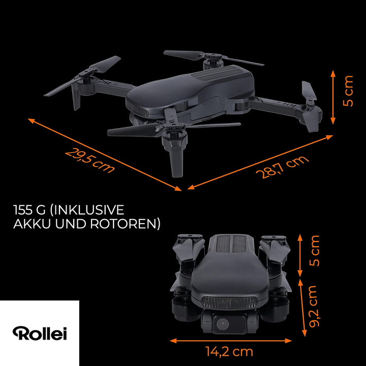 Rollei Fly 80 Combo Drohne, WiFi-Live-Bild Übertragung, 6-Achsen Gyroskop, Full-HD-Kamera, lange Flu