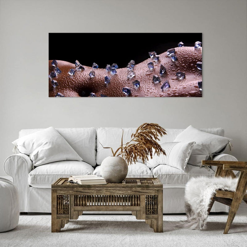 Wandbilder Dekoration Wohnzimmer Frau Körper Kristalle Wassertropfen Bilder auf Leinwand 120x50cm Le