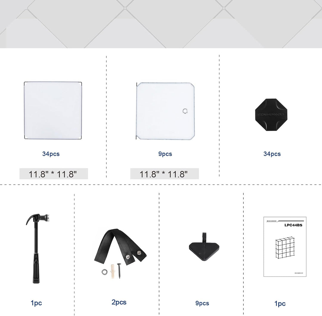 SONGMICS Regalsystem, Schuhregal, Set aus 9 Würfeln, Kleiderschrank aus Kunststoff, mit Türen, Steck